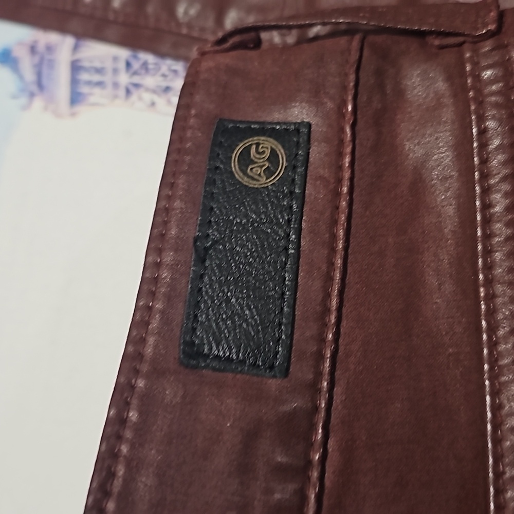AG Adriano Goldschmied Women's Skinny Jeans in Burgundy - Picture 7 of 8
